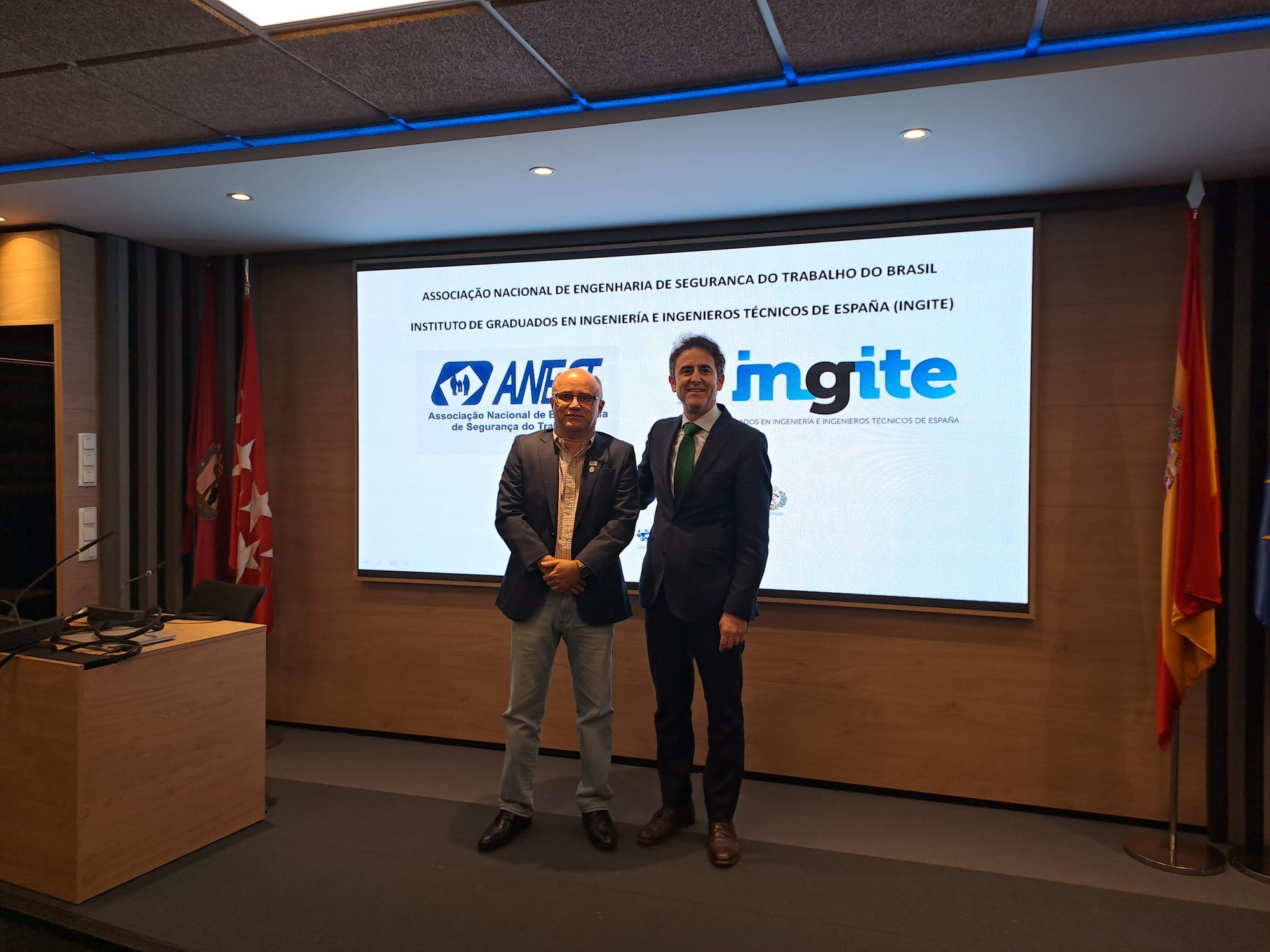 José Antonio Galdón, presidente de INGITE, se reúne con Benvenuto Gonçalves, presidente de la Asociación Nacional de Ingeniería de Seguridad en el Trabajo de Brasil