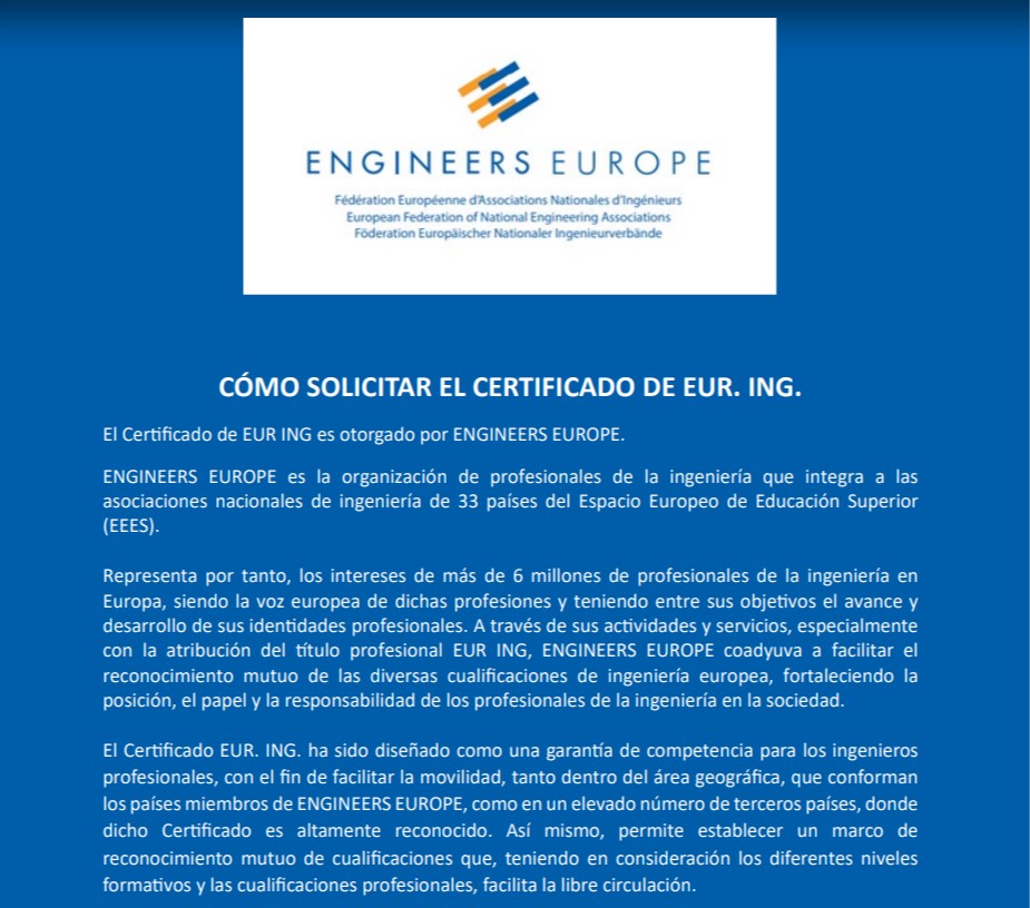 ¿Sabes qué es el Certificado EUR. ING. de ENGINEERS EUROPE?